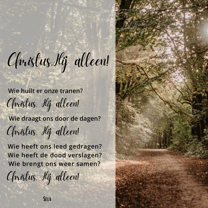 Christelijke wenskaart | Christus, Hij alleen (tekst van Sela)