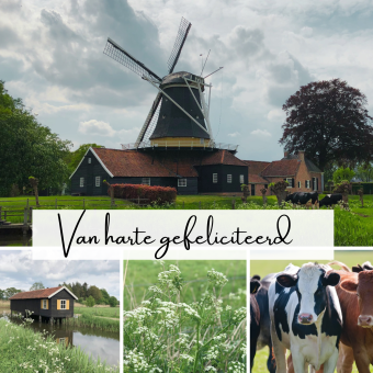 Wenskaart | Van harte gefeliciteerd | collage Pelmolen