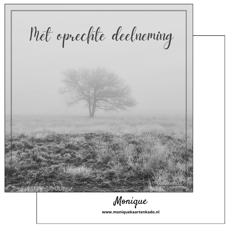 Wenskaart | Met oprechte deelneming | boom mist