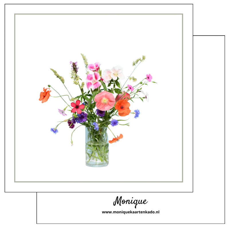 Wenskaart |  Blanco | Kleurrijk veldboeket