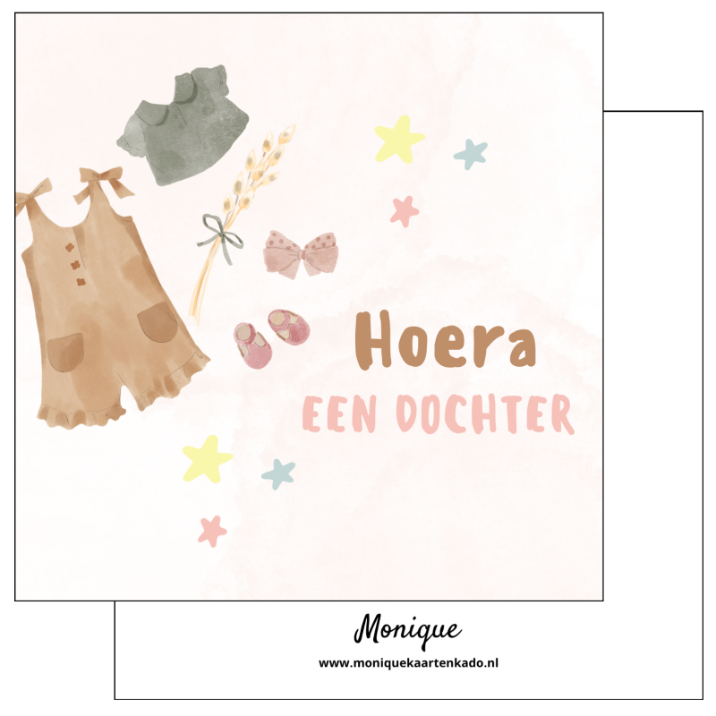 Wenskaart | Hoera een dochter | sterren