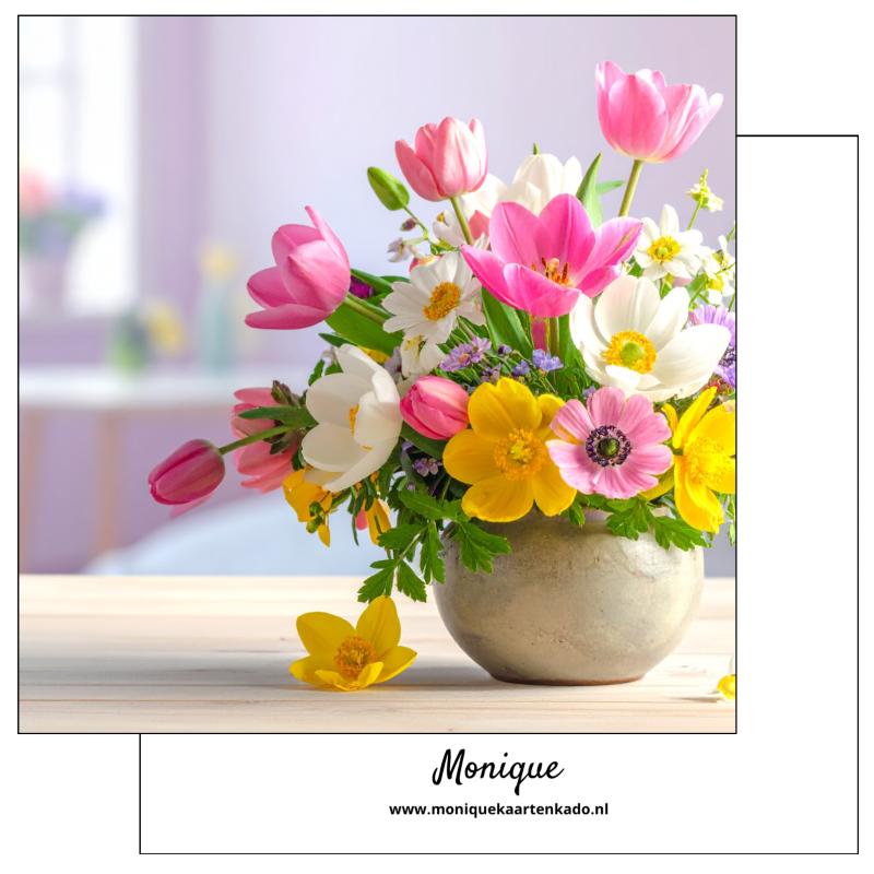 Wenskaart |  Blanco | Kleurrijk bloemenboeket