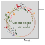 Wenskaart | Gecondoleerd | Veel sterkte | Bloemenkrans