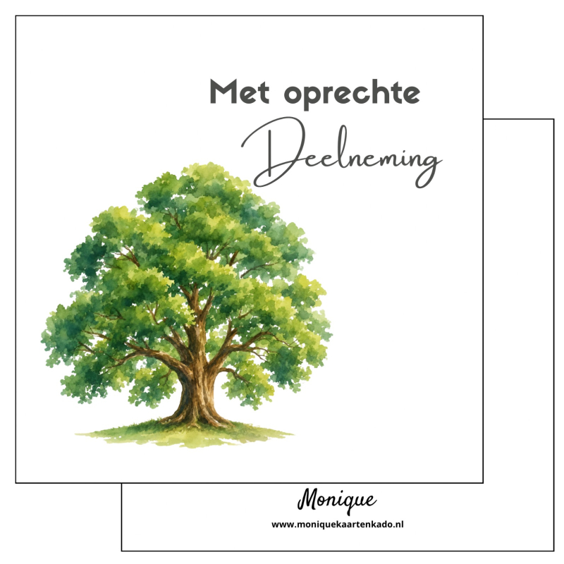 Wenskaart | Met oprechte deelneming | Boom illustratie
