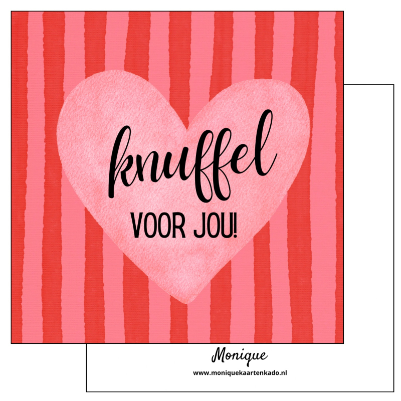 Wenskaart | Knuffel voor jou | Roze hart