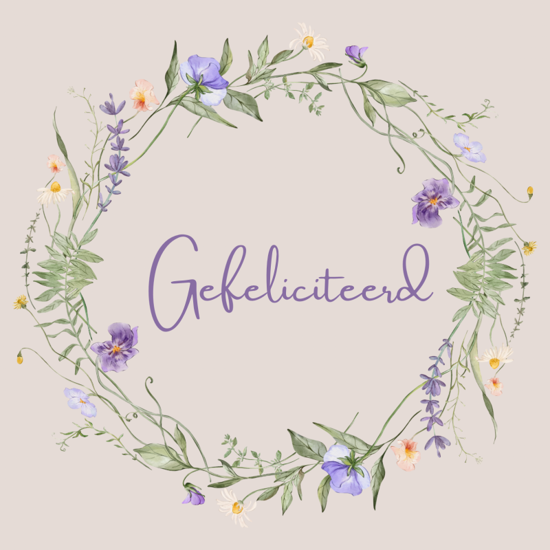 Wenskaart | Gefeliciteerd | ring bloemen