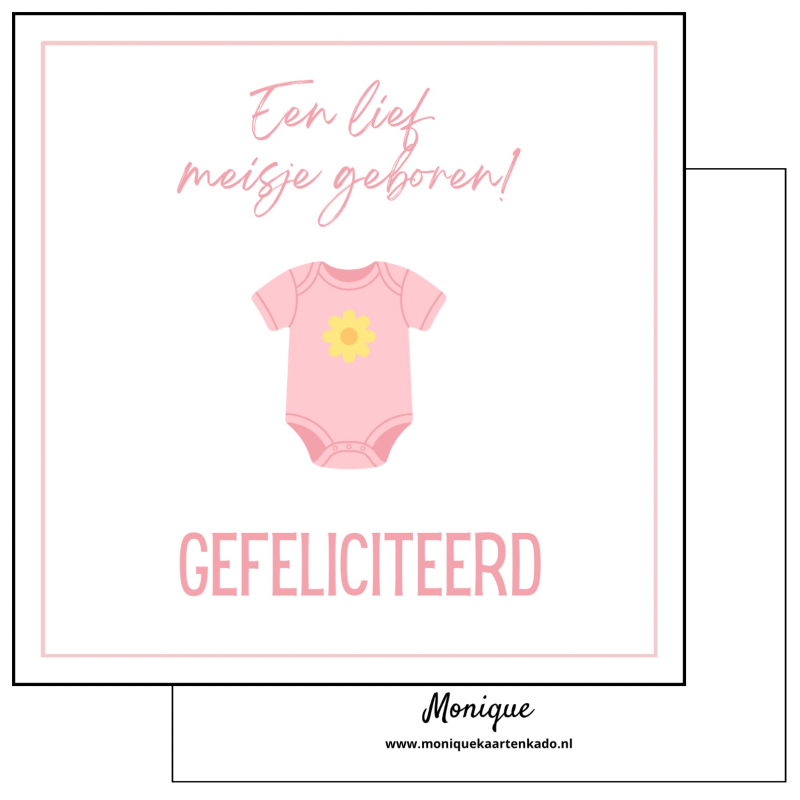 Wenskaart | Een lief meisje geboren | Romper