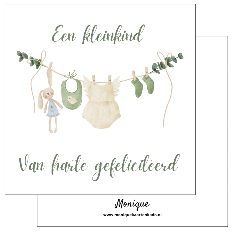 Wenskaart | Gefeliciteerd kleinkind | waslijn