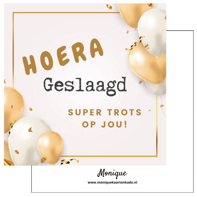 Wenskaart | Hoera geslaagd | ballonnen 