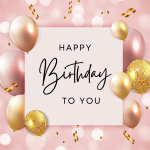 Wenskaart | Happy Birthday to you | roze/gouden ballonnen