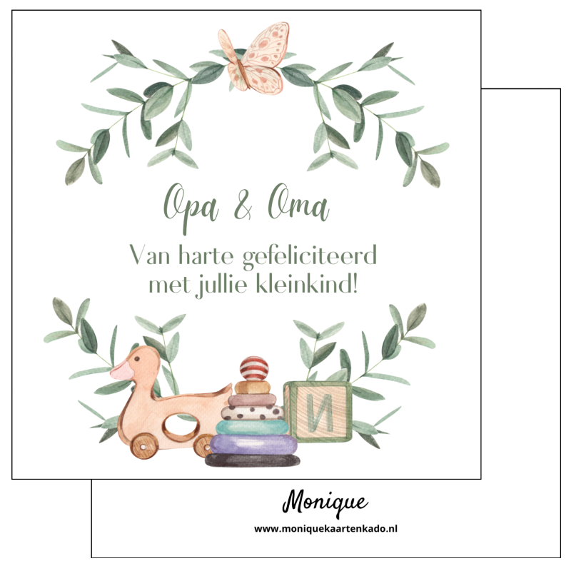 Wenskaart | Gefeliciteerd kleinkind | opa&oma
