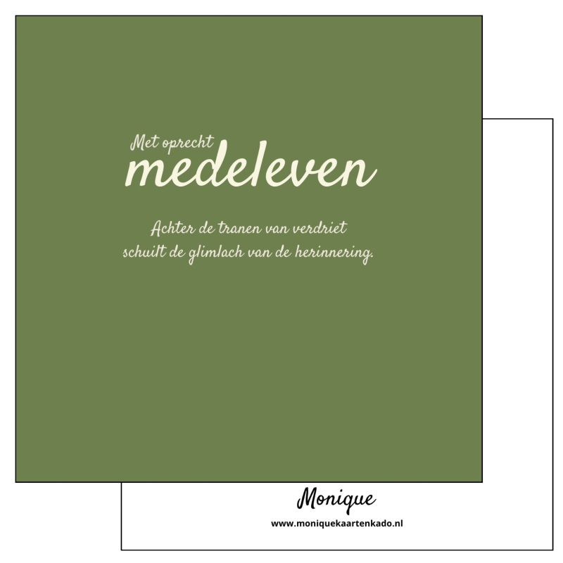 Wenskaart | Met oprecht medeleven | Groene achtergrond