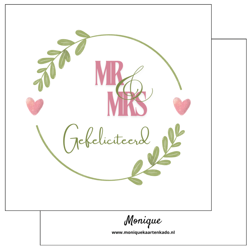 Wenskaart | Mr & Mrs | ring takjes