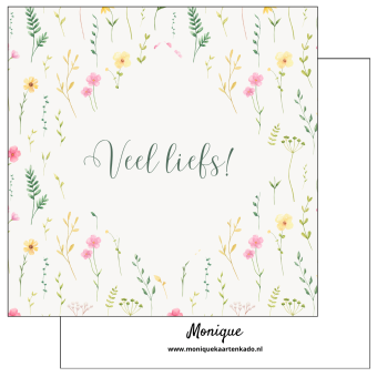 Wenskaart | Veel liefs | Bloemetjes