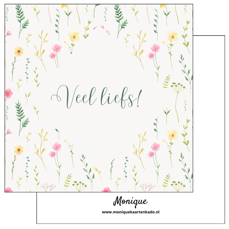 Wenskaart | Veel liefs | Bloemetjes
