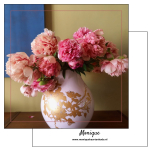 Wenskaart |  Blanco | roze/gouden vaas met bloemen