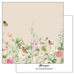 Wenskaart | Bloemen en vlinders | Beige