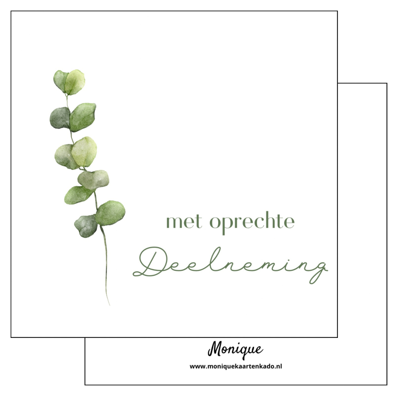 Wenskaart| Met oprechte deelneming | Eucalyptus tak