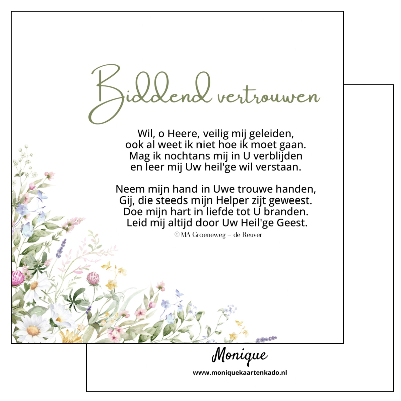 Wenskaart | Biddend vertrouwen | Bloemenillustratie