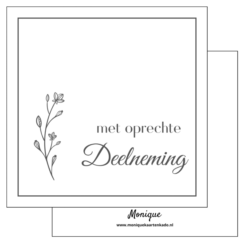 Wenskaart | Met oprechte deelneming | Zwarte rand en takje