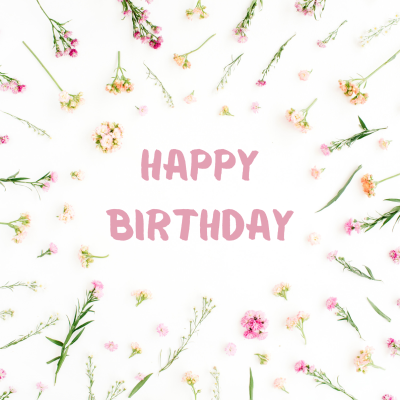 Wenskaart | Happy birthday | liggende bloemen