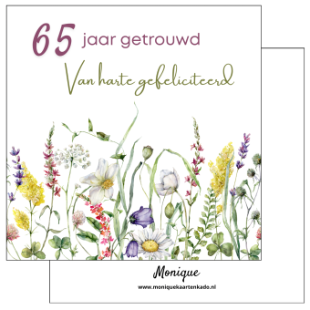 Wenskaart | 65 jaar getrouwd | Veldbloemen