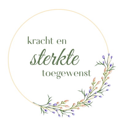 Wenskaart | kracht en sterkte toegewenst | ring met bloemen