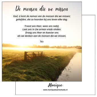 Christelijke wenskaart | De mensen die we missen (tekst van Sela)