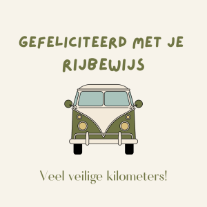 Wenskaart | Gefeliciteerd rijbewijs | Bus groen