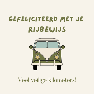 Wenskaart | Gefeliciteerd rijbewijs | Bus groen