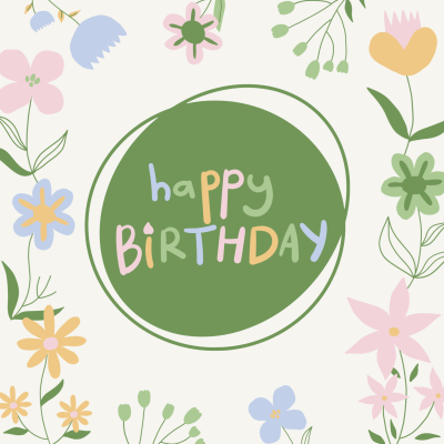 Wenskaart | Happy birthday | pastel bloemen