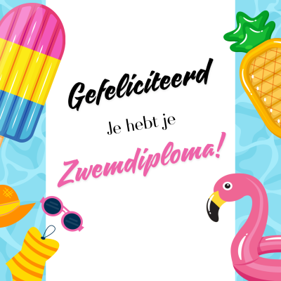 Wenskaart | Gefeliciteerd zwemdiploma | beach