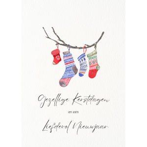 Postkaart | Gezellige Kerstdagen en een liefdevol nieuwjaar | sokken