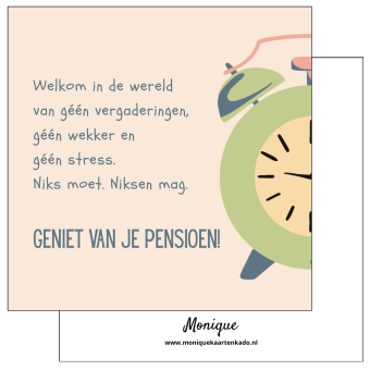 Wenskaart | Geniet van je pensioen | wekker