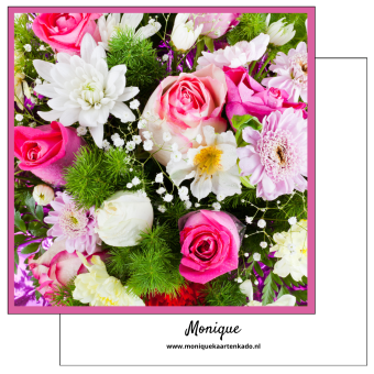 Wenskaart | Roze bloemen