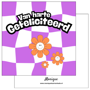 Wenskaart | Gefeliciteerd | geblokt paars