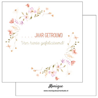 Wenskaart | …. jaar getrouwd | ring bloemen