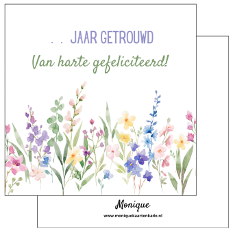 Wenskaart | …. jaar getrouwd | aquarel bloemen