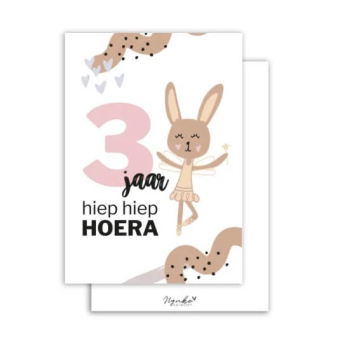 Postkaart | 3 jaar | konijn