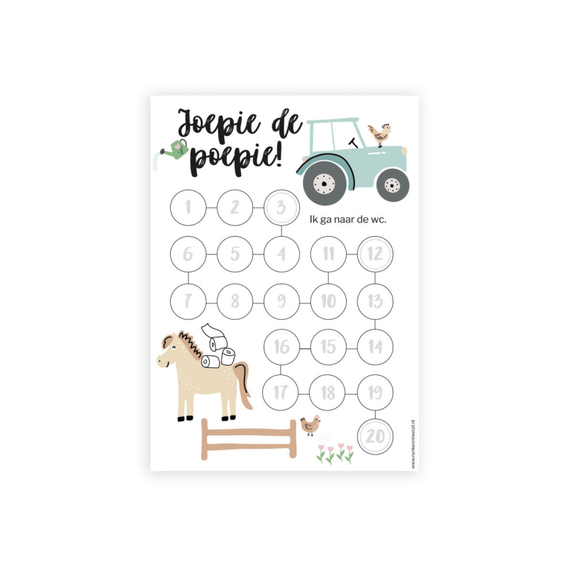 Aftelkalender A4 | Zindelijkheid | Boerderij | Inclusief Stickers Plassen & Poepen (20 stuks)