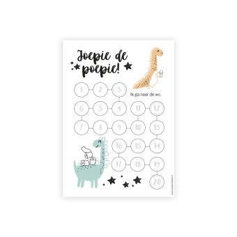 Aftelkalender A4 | Zindelijkheid | Dino’s | Inclusief Stickers Plassen & Poepen (20 stuks)