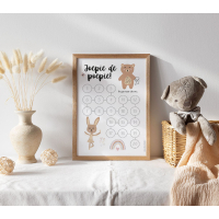 Aftelkalender A4 | Zindelijkheid | Beer | Inclusief Stickers Plassen & Poepen (20 stuks)