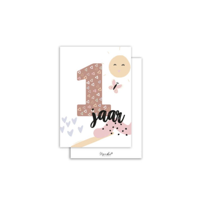 Postkaart | 1 jaar | rose 