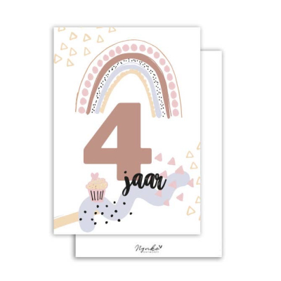 Postkaart | 4 jaar | regenboog