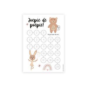 Aftelkalender A4 | Zindelijkheid | Beer | Inclusief Stickers Plassen & Poepen (20 stuks)