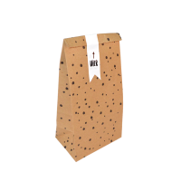Blokbodemzak M | Bruin - Dots Zwart | 14 x 8 x 26 cm