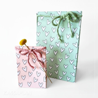 Blokbodemzak S | Oranje/paars Geblokt | 13 x 6 x 17,5 + 2,5 cm