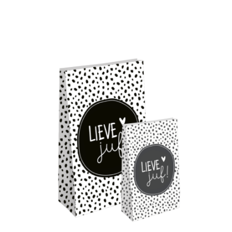 Blokbodemzak S | Lieve juf | 9 x 5 x 16 cm