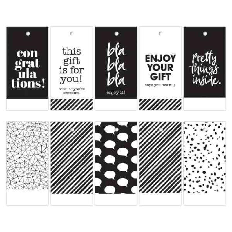 Kadolabel | Zwart - Wit | 5 stuks