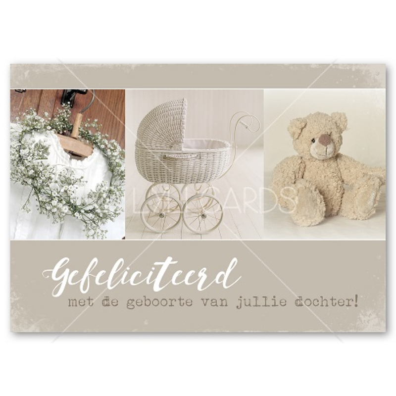 Wenskaart | Dochter | Brocante kinderwagen